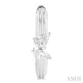 3/8 Ctw Marquise and Pear Cut Diamond Ribbed Hoop Fashion Earrings in 14K White Gold